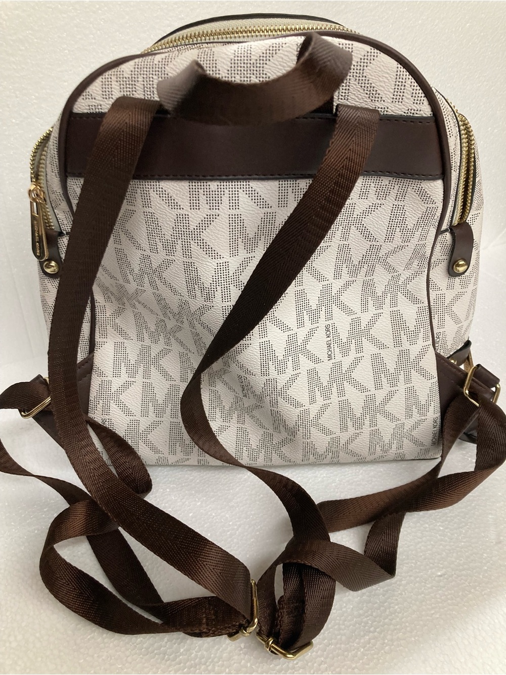 Michael Kors Cream/White MK Logo Backpack with Gold Hardware - Picture 2 of 5